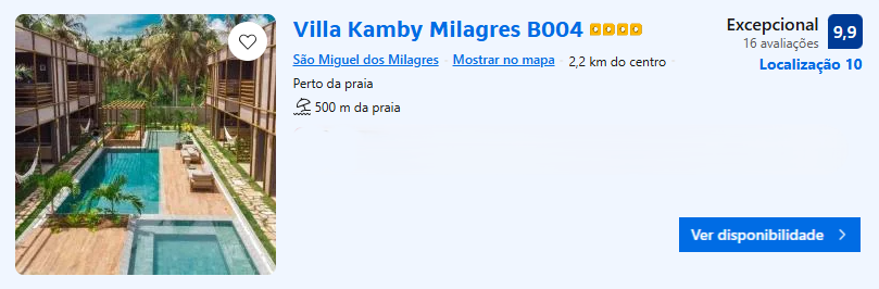 Villa Kamby Milagres | Imagem: Booking.com