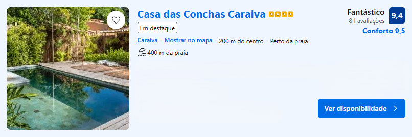 Casa das Conchas Caraíva | Imagem: Booking.com