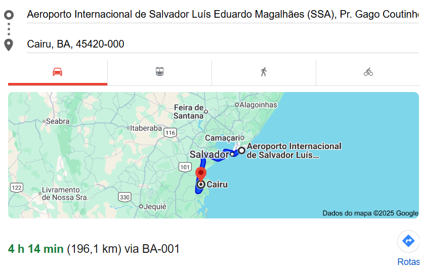 trajeto Réveillon Alma Boipeba