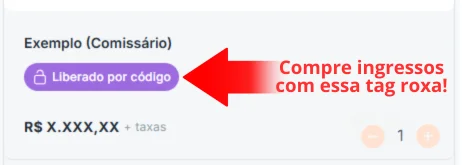 Ingresse ingresso tag roxa