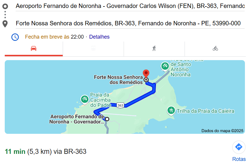 Réveillon Forte Noronha - rota